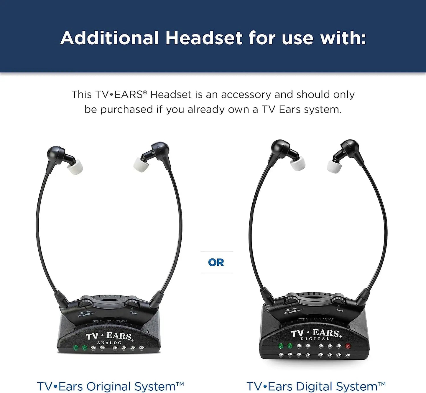 Additional Headset for 5.0 Original or Digital System TV Ears