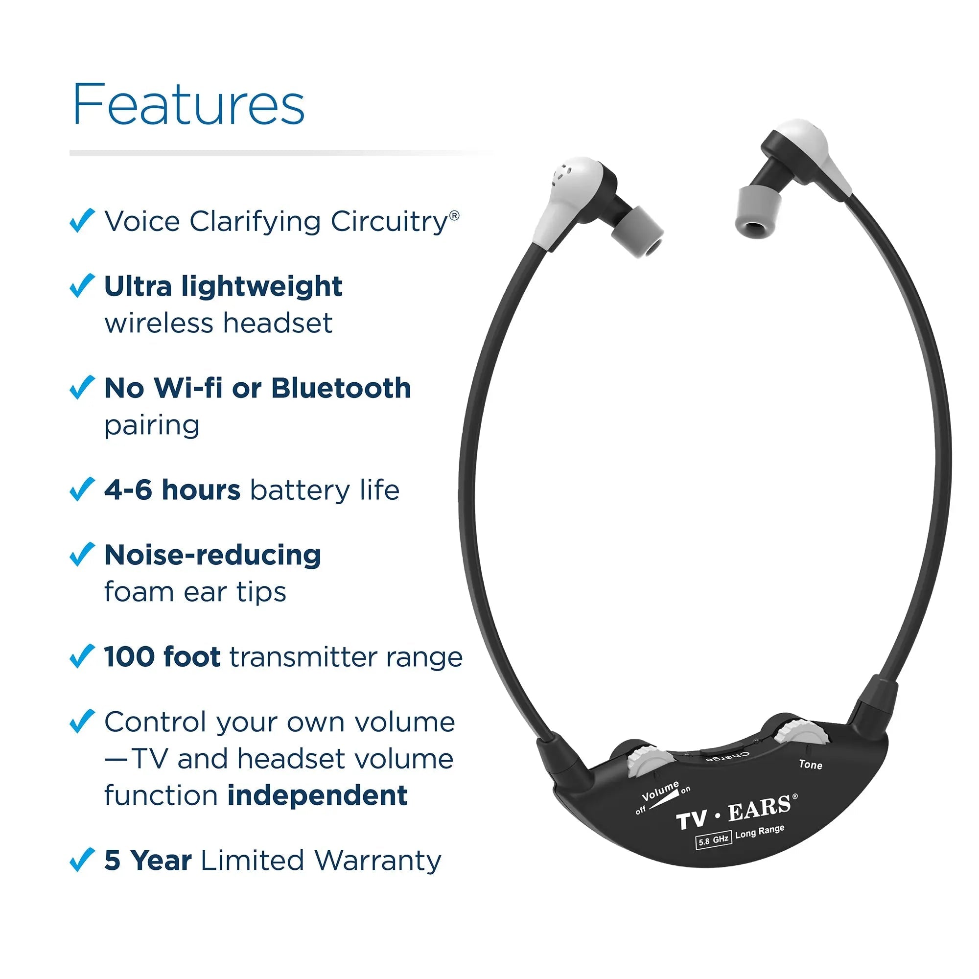 TV Ears Long Range 5.8 Digital System - TV Ears