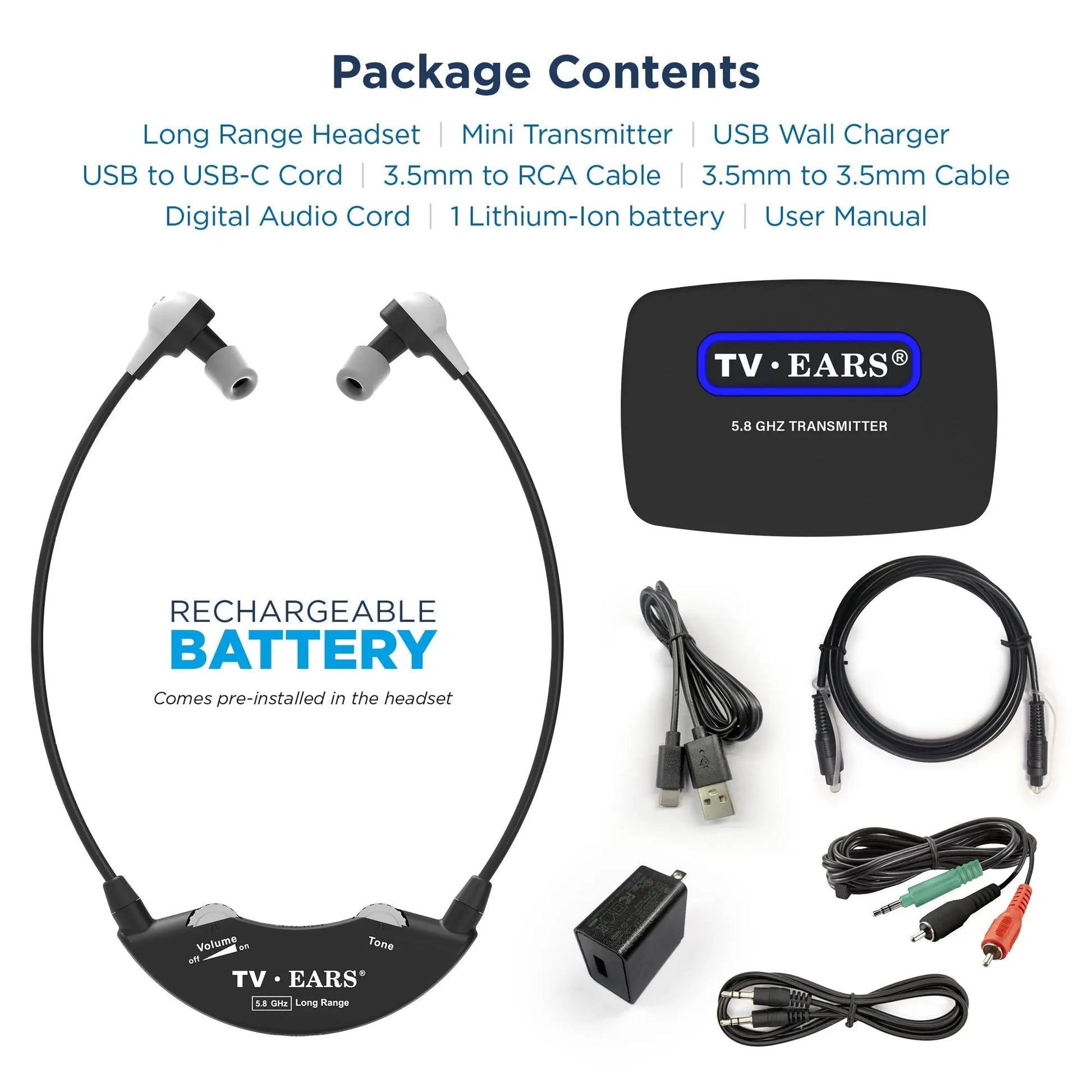 TV Ears Long Range 5.8 Digital System - TV Ears